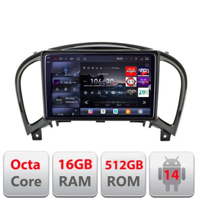 Navigatie Nissan Juke 2010-2015 Edotec Kit-JUKE 8 core QLED 2K 16+512GB 360 Android Waze USB Navigatie Internet Youtube Radio