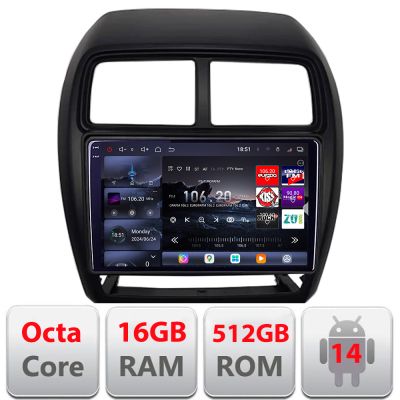 Navigatie Mitsubishi ASX 2017-2021 model facelift Android radio gps internet 8 core QLED 2K 16+512GB 360 Edotec