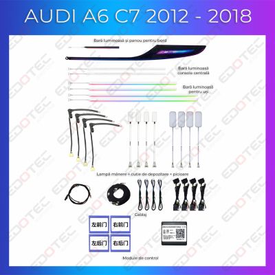 Lumini ambientale Audi A6 RS6 C7 2012-2018 boabe de lemn set complet control telefon sau sistem original