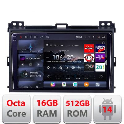 Navigatie Toyota Prado 2007- Edotec Kit-456 8 core QLED 2K 16+512GB 360 Android Waze USB Navigatie Internet Youtube Radio v1