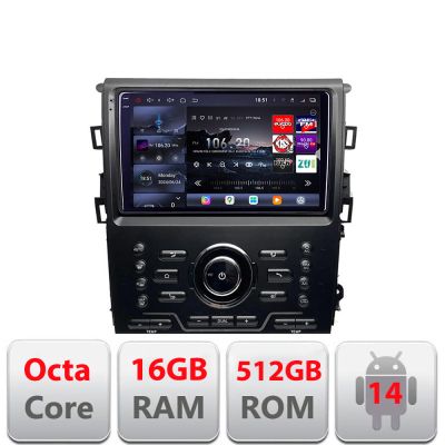 Navigatie Mondeo MK5 SYNC2 si SYNC 3 2015-2022 8 core QLED 2K 16+512GB 360 Android Waze USB Navigatie Internet Youtube Radio Edotec