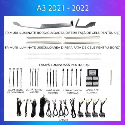Lumini ambientale Audi A3 2021-2022  set complet control telefon sau sistem original