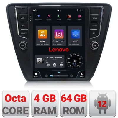 Navigatie Skoda Octavia 3,Qled 9.7" Qualcomm qled 4+64 360 Android wifi 4G carplay android auto kit-tesla-045+EDT-E520