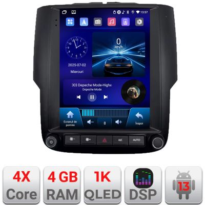 Navigatie Dodge Ram 2013-2018 Edonav Tesla Qled 9.7",Quad core,4Gb RAM,64Gb Hdd,DSP,Carplay,Android Auto,Bluetooth Incell Display 1K