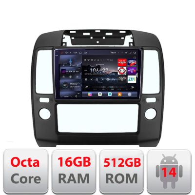 Navigatie Nissan Navara Pathfinder 2005-2010 Edotec Kit-NAV5 8 core QLED 2K 16+512GB 360 Android Waze USB Navigatie Internet Youtube Radio