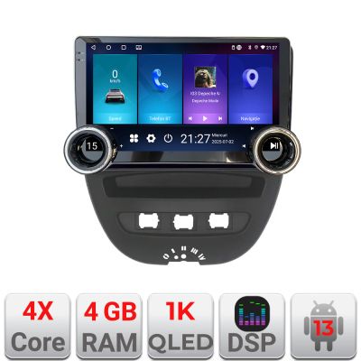 Navigatie Citroen C1 Peugeot 107 Toyota Aygo 2005-2014 Edotec  4+64 10.5 inch Incell 1K android Wifi 5Ghz gps internet  KIT-C1 v1