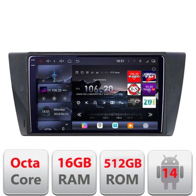Navigatie BMW Seria 3 E90 2006-2011 Edotec Kit-095 8 core QLED 2K 16+512GB 360 Android Waze USB Navigatie Internet Youtube Radio