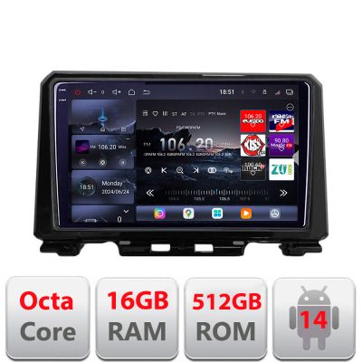 Navigatie Suzuki Jimny 2018- Edotec Kit-JIMNY 8 core QLED 2K 16+512GB 360 Android Waze USB Navigatie Internet Youtube Radio