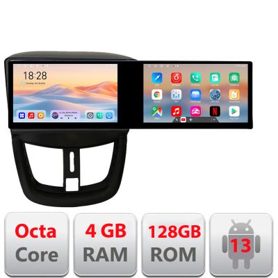 Navigatie Peugeot 207 Kit-PE01 Edotec 2 ecrane  8 core 4+128 21.6 inch Incell android Wifi 5Ghz gps internet