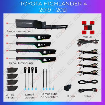Lumini Ambientale Toyota Highlander 4 2019 - 2021 set complet cu trimuri control telefon sau sistem original